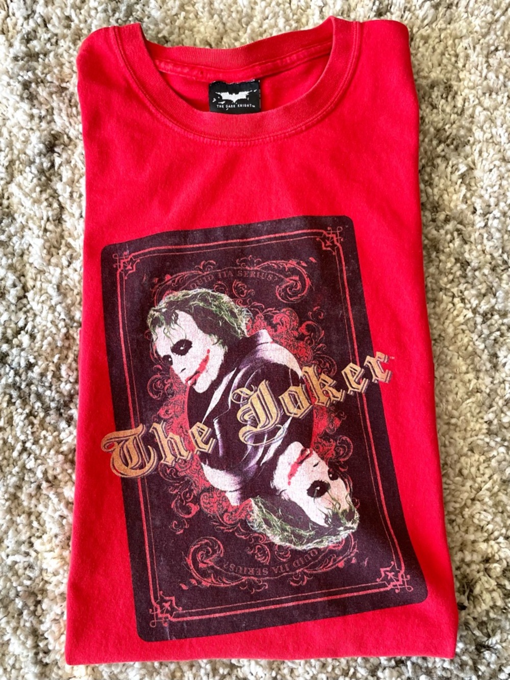 Vtg 2008‎ The Joker Dark Knight T-Shirt Heath Ledger Red XXL (s08) DC Comics